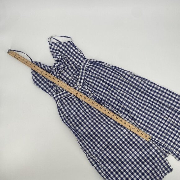 Zara Size Small Blue White Gingham Check Cut Out Midi Dress - Picture 9 of 12